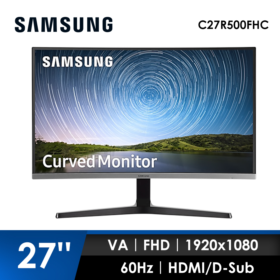 (福利品) SAMSUNG 27型Curved液晶顯示器 (雙介面/1800R/低藍光/零閃屏/壁掛)