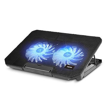 Esense E-C2 冷光雙風扇筆電散熱墊-黑