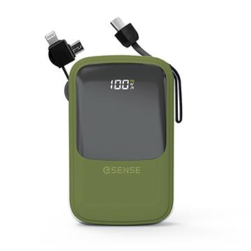 Esense 10000mAh免帶線快充行動電源-綠