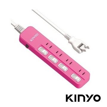 KINYO 4切4座2孔安全延長線-1.8M