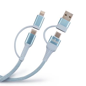 Hawk 四合一充電傳輸線1M-藍