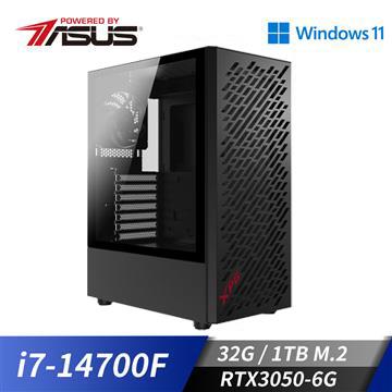 華碩平台[電競勇帝]i7獨顯Win11電腦 (i7-14700F/32G/RTX 3050/1TB_M2)
