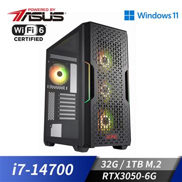 華碩平台[威天騎兵]i7獨顯Win11電腦 (i7-14700/32G/RTX 3050/1TB_M2)