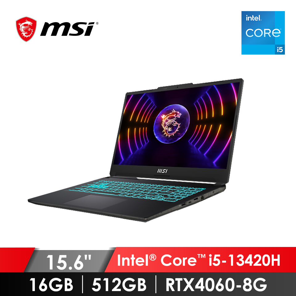 微星 MSI Cyborg AI電競筆電 15.6" (i5-13420H/16GB/512GB/RTX4060-8G/W11) 黑