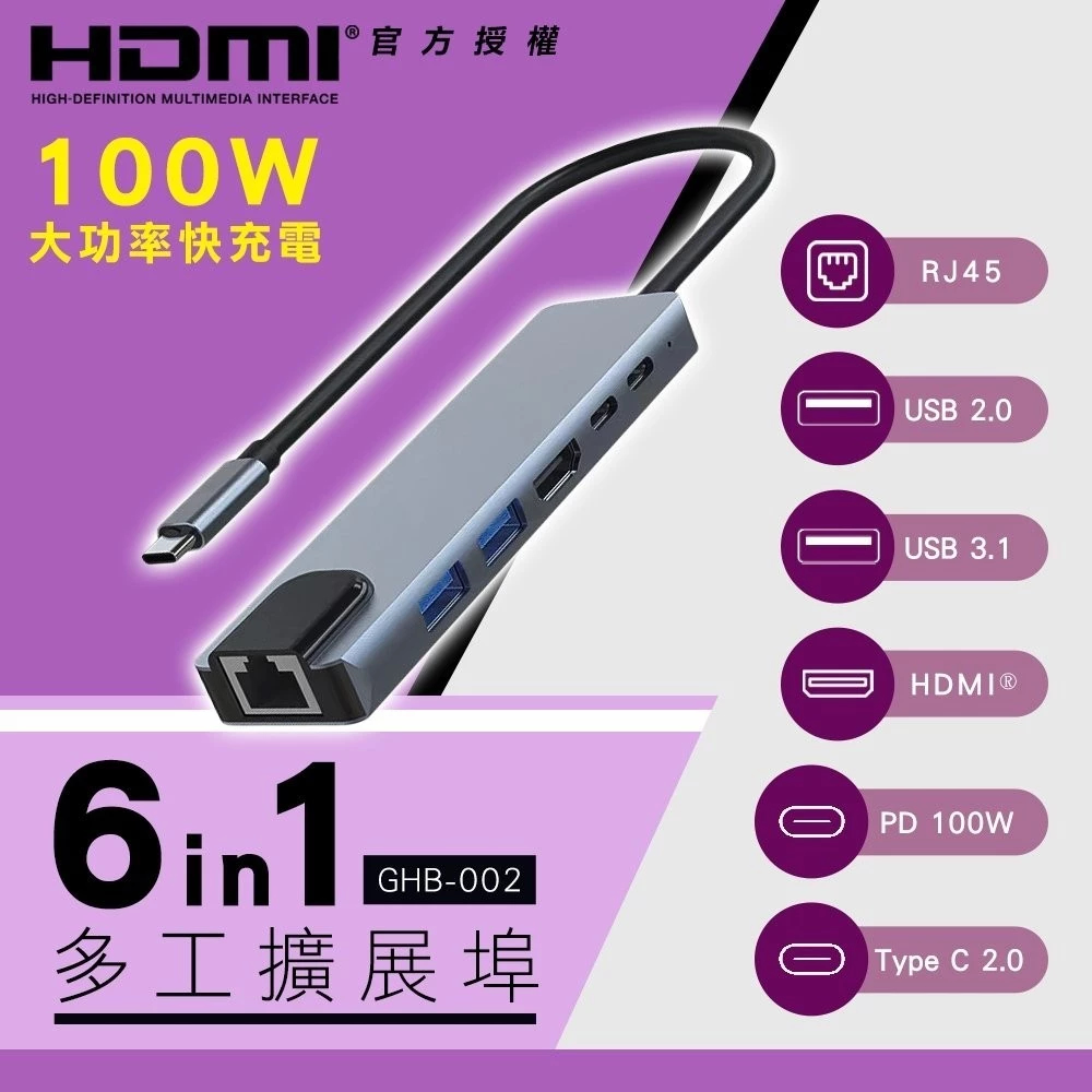 i-gota  六合一Type-C多功能擴充集線器