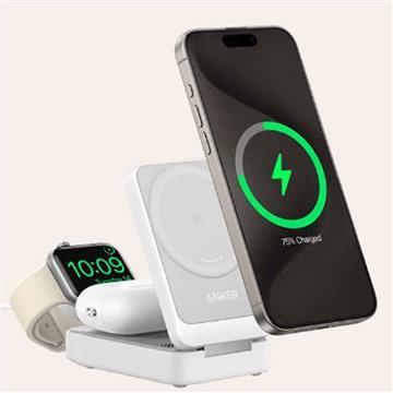 Anker Qi2 15W多功能三合一折疊無線充電座