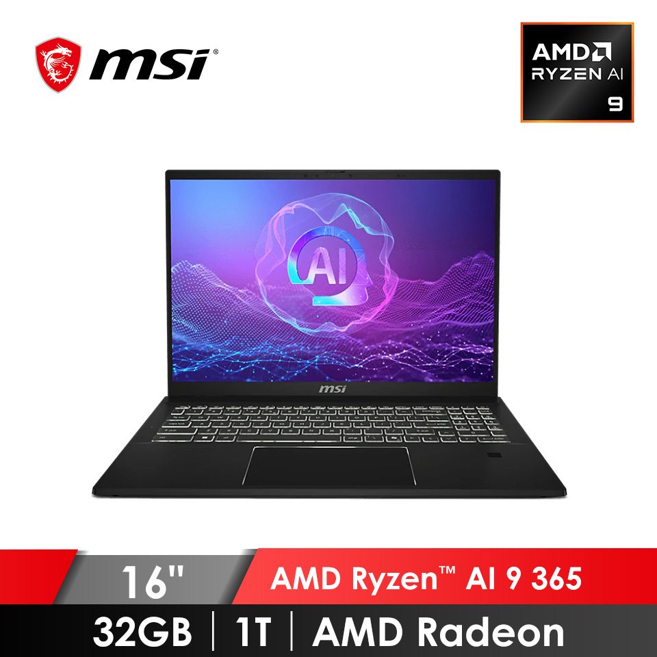 微星 MSI Summit 翻轉觸控AI筆電 16" (AMD Ryzen AI 9 365/32G/1T/AMD Radeon/W11)