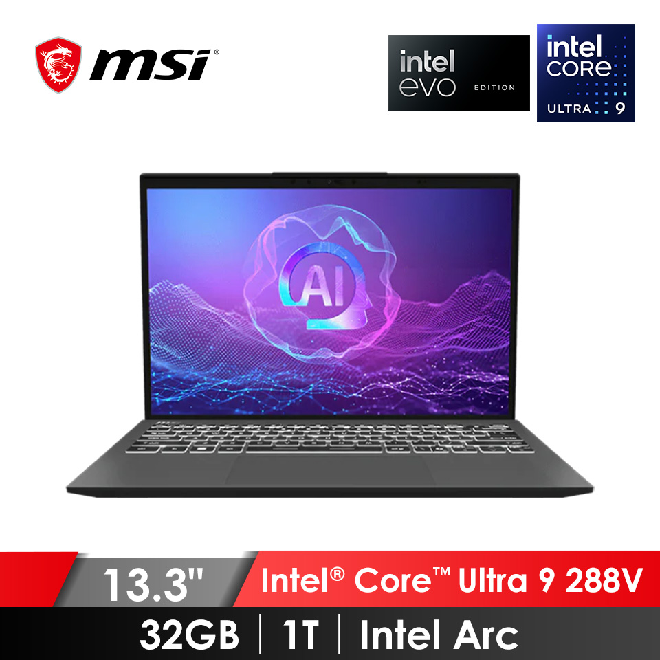 微星 MSI Prestige OLED AI筆電 13.3" (Intel Core Ultra 9 288V/32G/1T/Intel Arc/W11/Evo Edition)