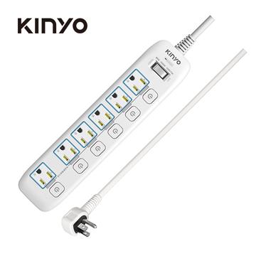 KINYO 7切6座3孔高溫斷電延長線-2.7M