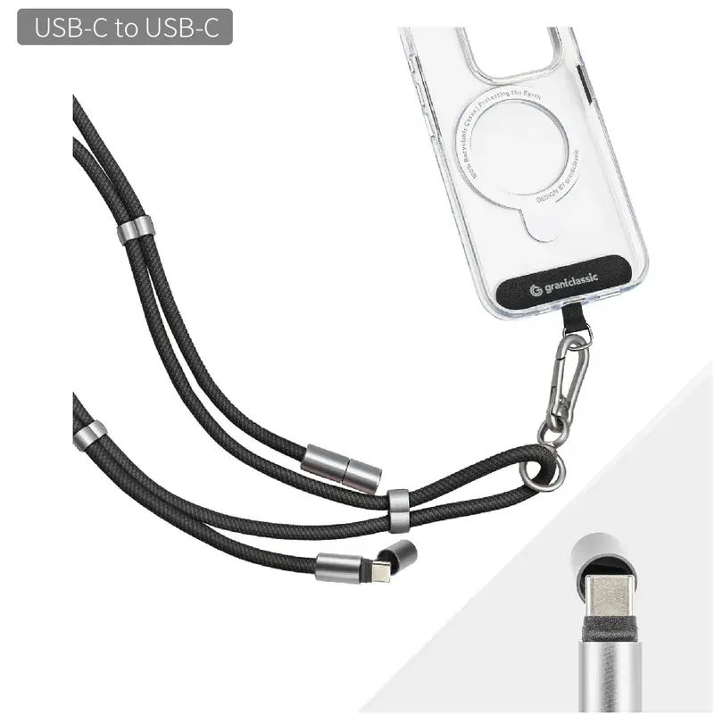 grantclassic C to C 60W 充電掛繩160cm-黑