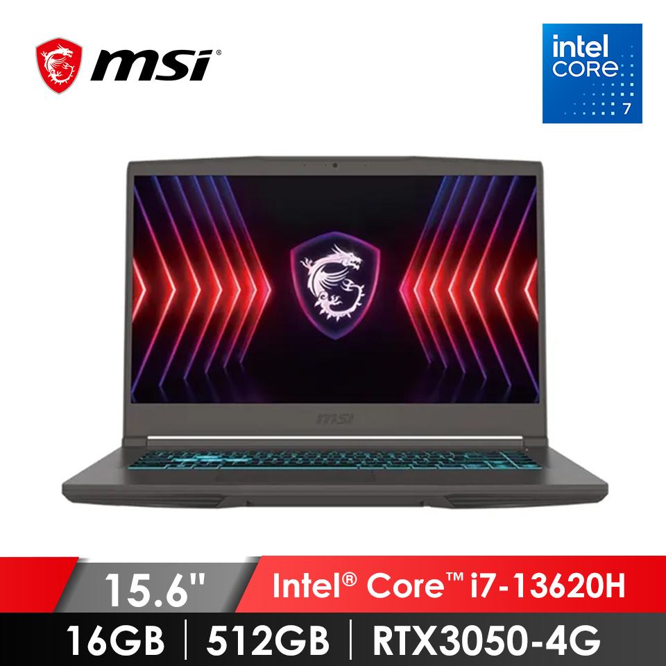 微星 MSI Thin AI電競 15.6" (Intel Core i7-13620H/16G/512G/RTX3050-4G/W11) 灰
