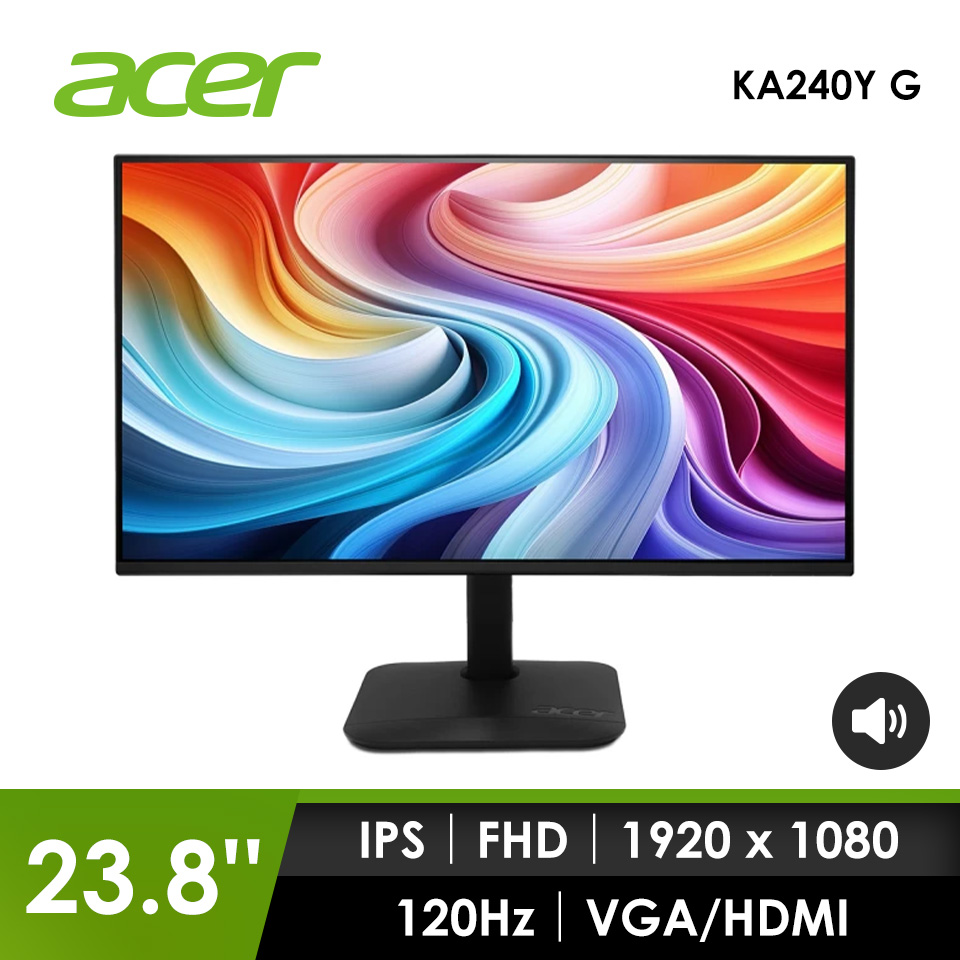 宏碁 ACER 24型 FHD IPS 平面螢幕 (120Hz/250cd/1ms/VGA+HDMI+SPK)
