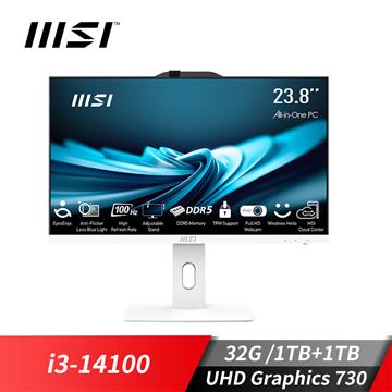 微星MSI PRO AP242P 24型 AIO液晶特仕電腦 (i3-14100/32G/1TB+1TB/W11)
