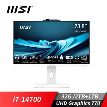 微星MSI PRO AP242P 24型 AIO液晶特仕電腦 (i7-14700/32G/2TB+1TB/W11P)