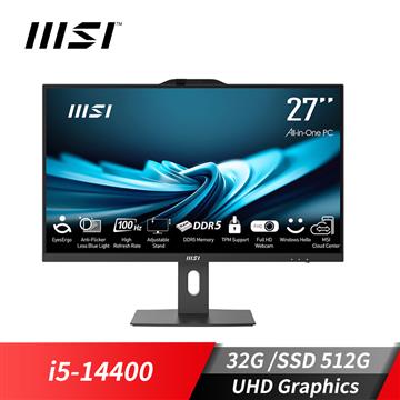微星MSI PRO AP272P 27型 AIO液晶特仕電腦 (i5-14400/32G/512G SSD/W11)