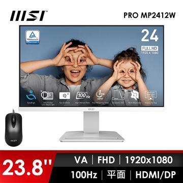 微星MSI 24型 FHD 平面螢幕-加滑鼠 (23.8"/1920x1080/100Hz/4ms/VA/白)