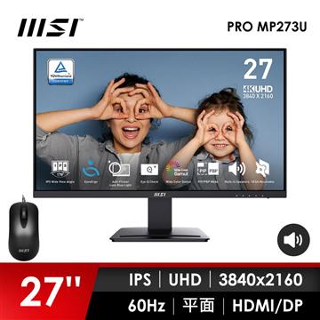 微星MSI 27型 UHD 平面螢幕-加滑鼠 (27"/3840x2160/60Hz/4ms/喇叭/IPS)