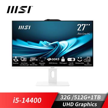 微星MSI PRO AP272P 27型 AIO液晶特仕電腦 (i5-14400/32G/512G+1TB/W11)