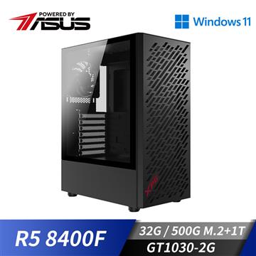 華碩平台[電力戰士]R5獨顯Win11電腦 (R5 8400F MPK/32G/1T/GT 1030/500G_M2)