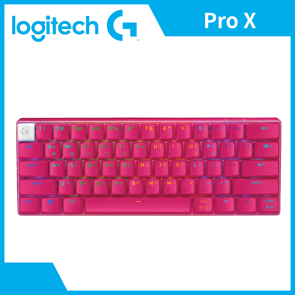 羅技Logitech PRO X觸感軸職業機械式60%鍵盤-桃紅