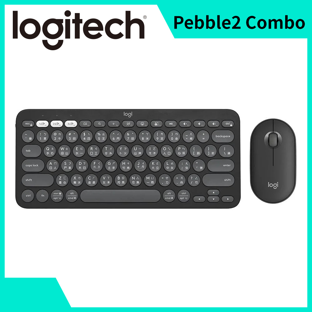 羅技Logitech Pebble2 Combo無線藍牙鍵鼠組-石墨灰