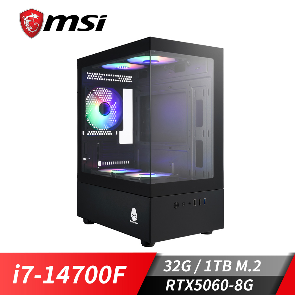 微星平台[鴻圖萬里]i7獨顯電腦 (i7-14700F/32G/RTX 5060/1TB_M2)