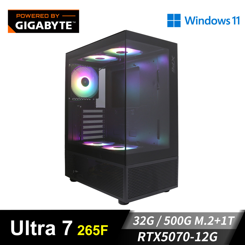 技嘉平台[烈鷹鬥士]U7獨顯Win11電腦 (Ultra 7 265F/32G/1T/RTX 5070/500G_M2)