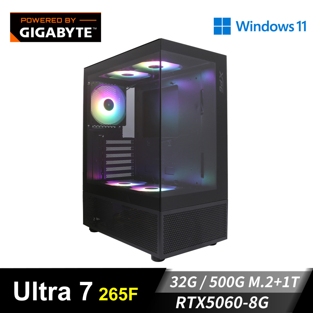 技嘉平台[魔鷹鬥士]U7獨顯Win11電腦 (Ultra 7 265F/32G/1T/RTX 5060/500G_M2)